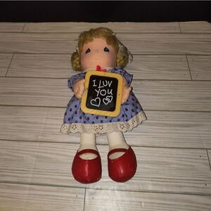 Applause Vintage 1987 Precious Moments 10"in Plush Doll I Luv You Sign And Dress